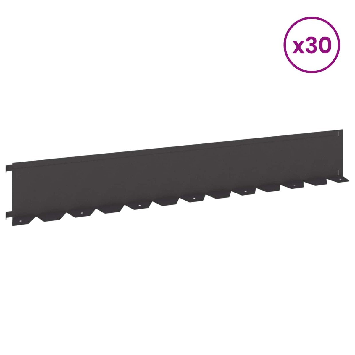 vidaXL Περίγραμμα γκαζόν 30 τμχ. 102 x 15 x 4 εκ. Ατσάλι Μαύρο