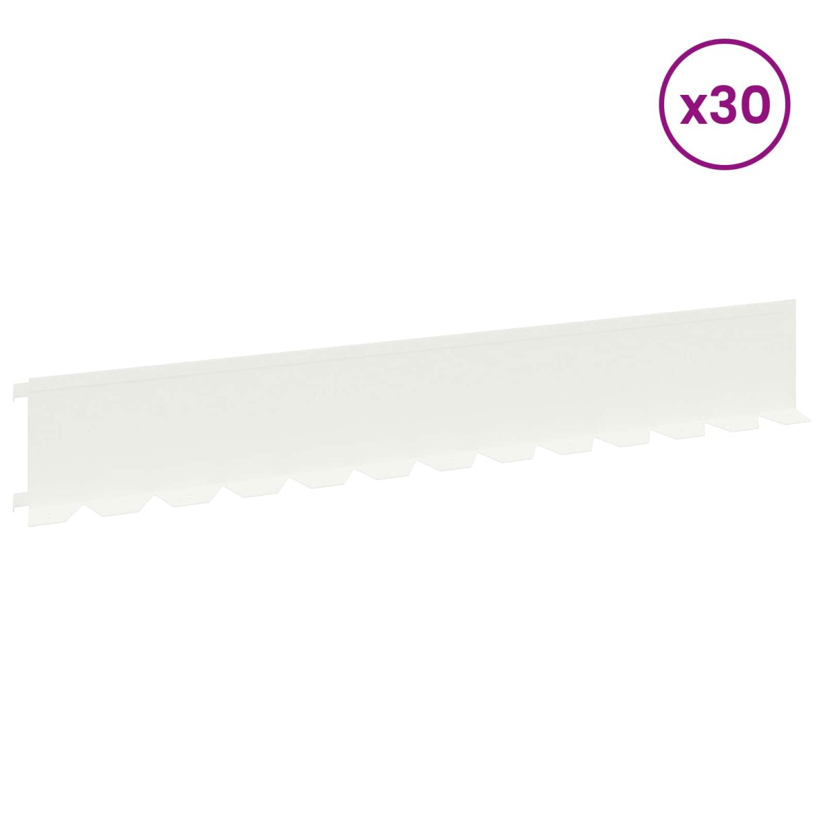vidaXL Περίγραμμα γκαζόν 30 τμχ. 102 x 15 x 4 εκ. Ατσάλι Λευκό