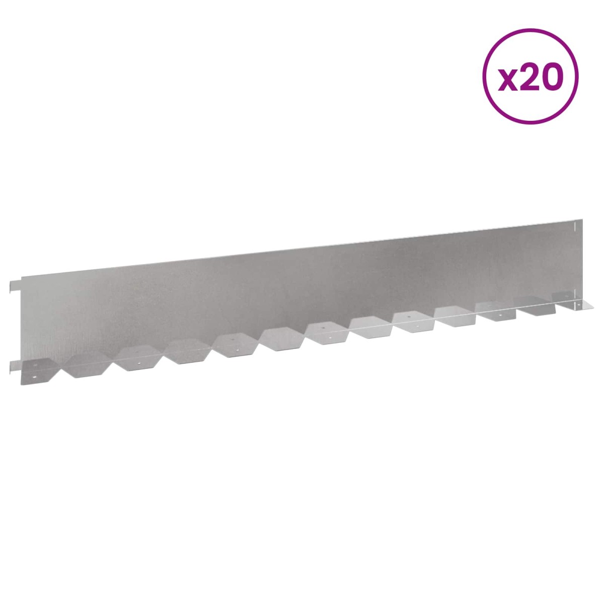 vidaXL Περίγραμμα γκαζόν 20 τμχ. 102 x 15 x 4 εκ. Ατσάλι Ασημί