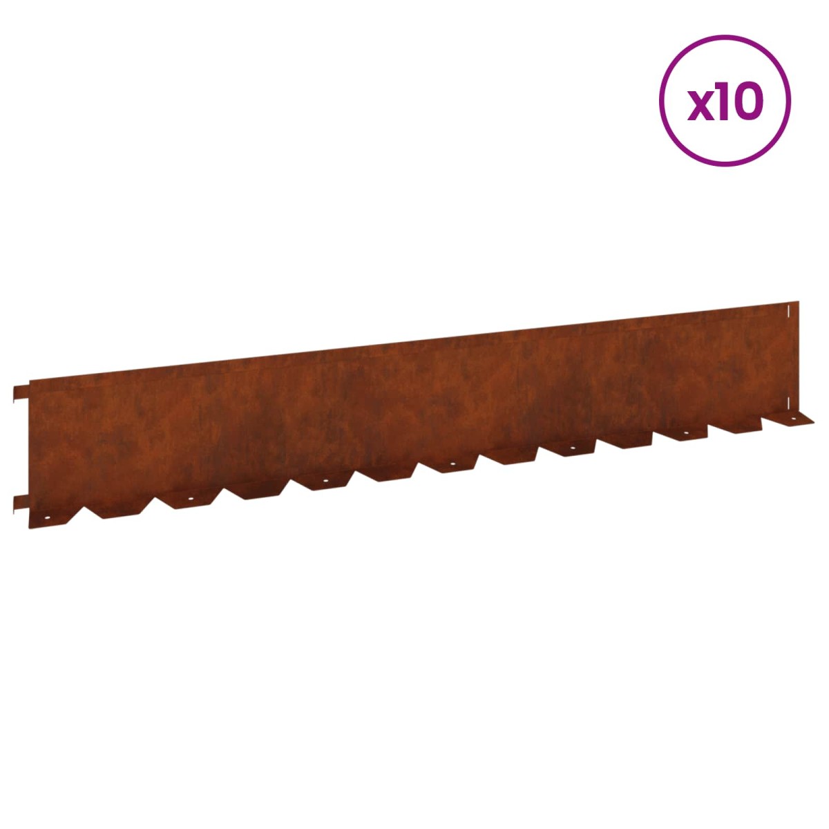 vidaXL Περίγραμμα γκαζόν 10 τμχ. 102 x 15 x 4 εκ. Ατσάλι Σκ rusty