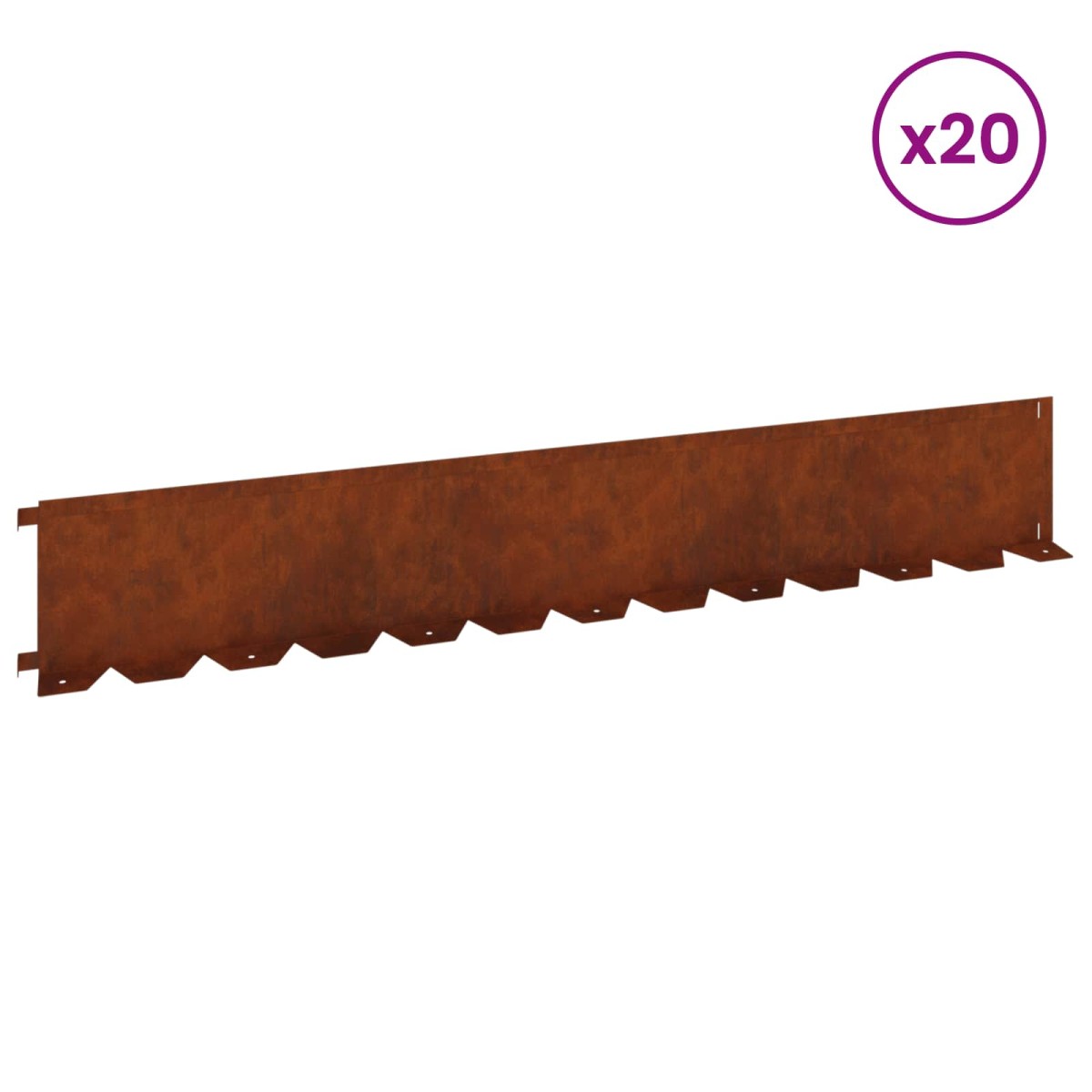vidaXL Περίγραμμα γκαζόν 20 τμχ. 102 x 15 x 4 εκ. Ατσάλι Σκ rusty