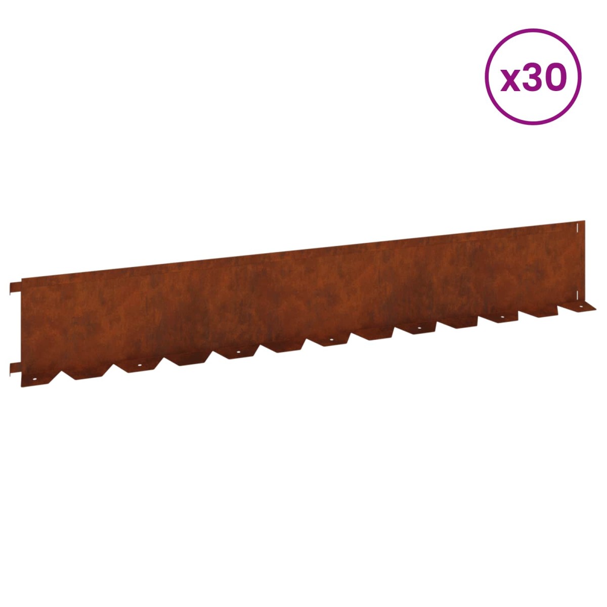 vidaXL Περίγραμμα γκαζόν 30 τμχ. 102 x 15 x 4 εκ. Ατσάλι Σκ rusty