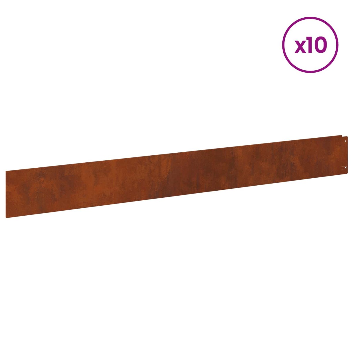 vidaXL Περίγραμμα γκαζόν 10 τμχ. 100 x 12 cm Ατσάλι Σκ rusty