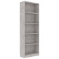 vidaXL Βιβλιοθήκη με 5 Ράφια Γκρι Σκυροδέμ. 60x24x175 εκ. Μοριοσανίδα