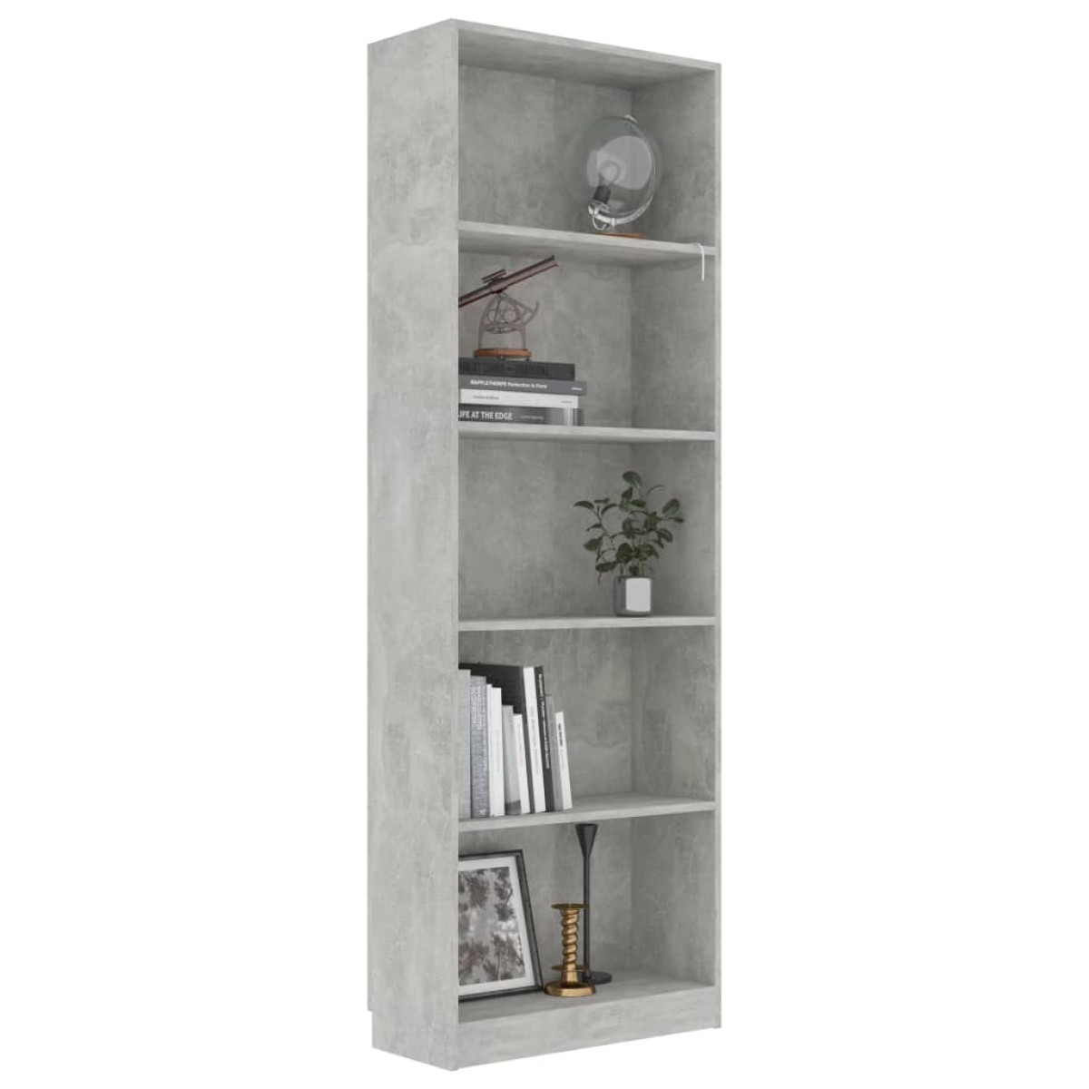 vidaXL Βιβλιοθήκη με 5 Ράφια Γκρι Σκυροδέμ. 60x24x175 εκ. Μοριοσανίδα