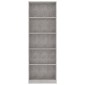 vidaXL Βιβλιοθήκη με 5 Ράφια Γκρι Σκυροδέμ. 60x24x175 εκ. Μοριοσανίδα