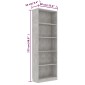 vidaXL Βιβλιοθήκη με 5 Ράφια Γκρι Σκυροδέμ. 60x24x175 εκ. Μοριοσανίδα