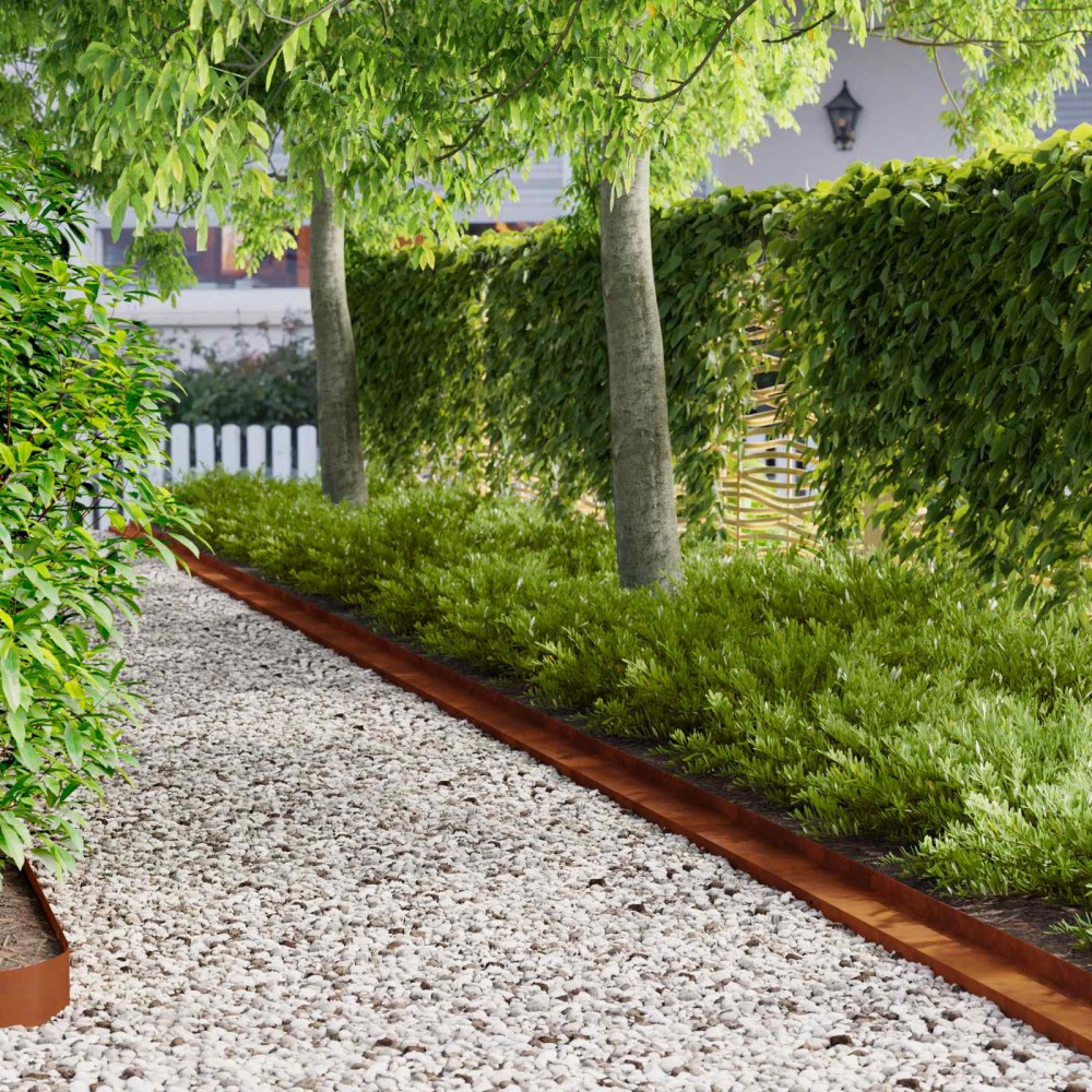 vidaXL Περίγραμμα γκαζόν 20 τμχ. 100 x 10 x 8 εκ Ατσάλι Σκ rusty