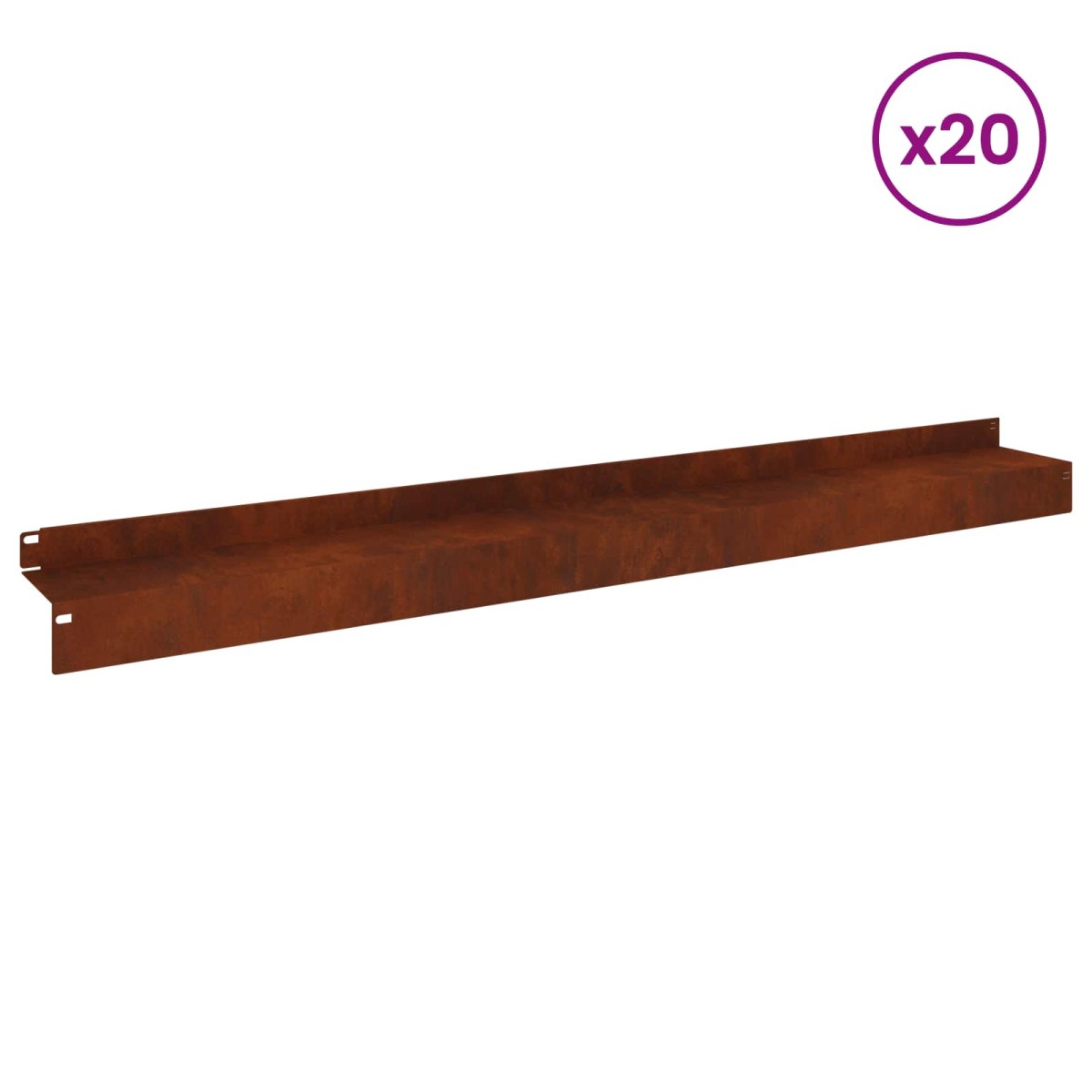 vidaXL Περίγραμμα γκαζόν 20 τμχ. 100 x 10 x 8 εκ Ατσάλι Σκ rusty