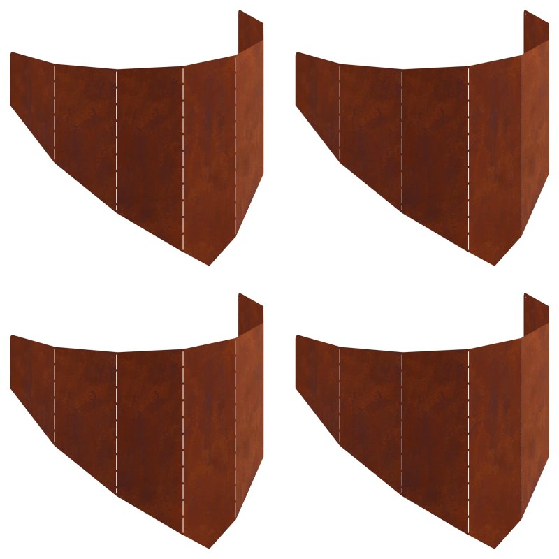 vidaXL Περίγραμμα γκαζόν 4 τμχ. 100 x 45 cm Ατσάλι Σκ rusty