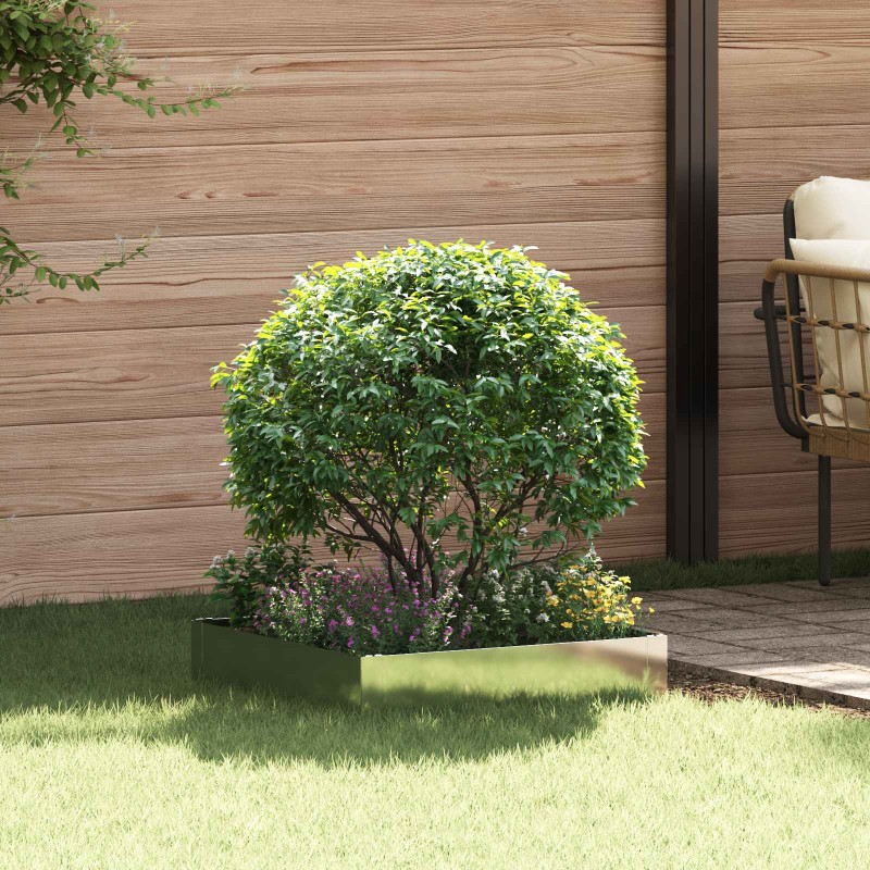 vidaXL Περίγραμμα γκαζόν 60 x 60 x 20 εκ Ατσάλι Ασημί