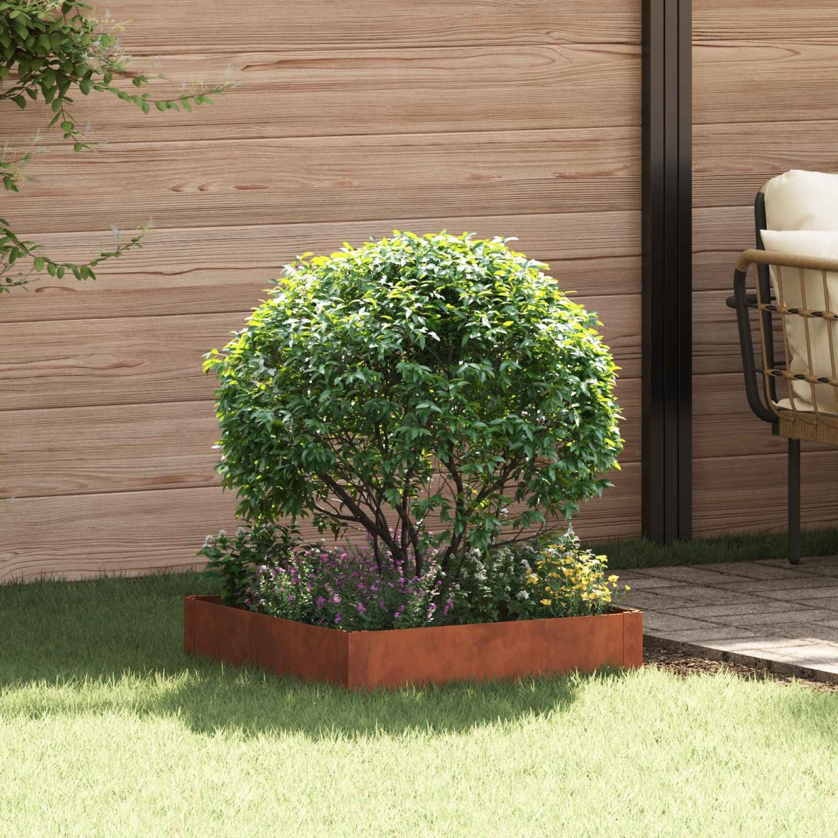 vidaXL Περίγραμμα γκαζόν 60 x 60 x 20 εκ Ατσάλι Σκ rusty