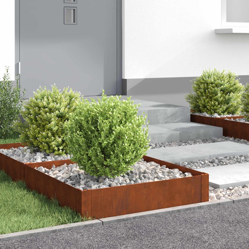 vidaXL Περίγραμμα γκαζόν 4 τμχ. 60 x 60 x 20 εκ Ατσάλι Σκ rusty