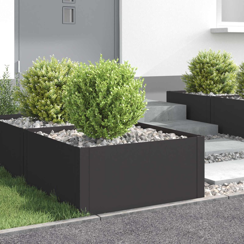 vidaXL Περίγραμμα γκαζόν 4 τμχ. 60 x 60 x 35 cm Ατσάλι Μαύρο