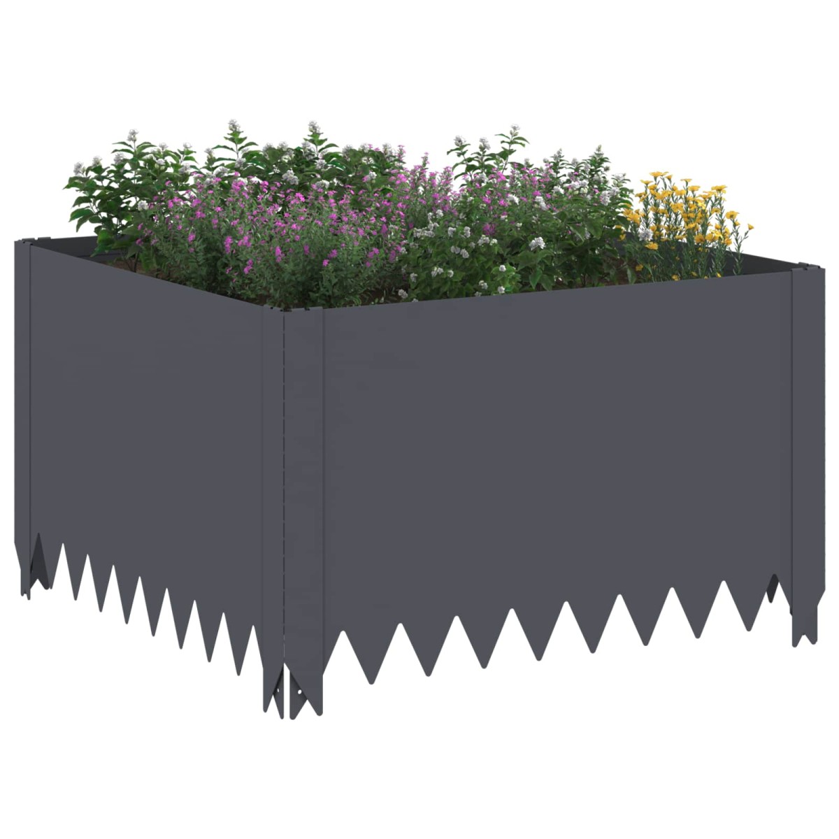 vidaXL Περίγραμμα γκαζόν 4 τμχ. 60 x 60 x 35 cm Ατσάλι Ανθρακί