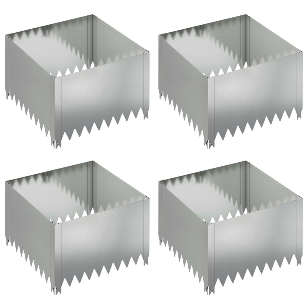 vidaXL Περίγραμμα γκαζόν 4 τμχ. 60 x 60 x 35 cm Ατσάλι Ασημί