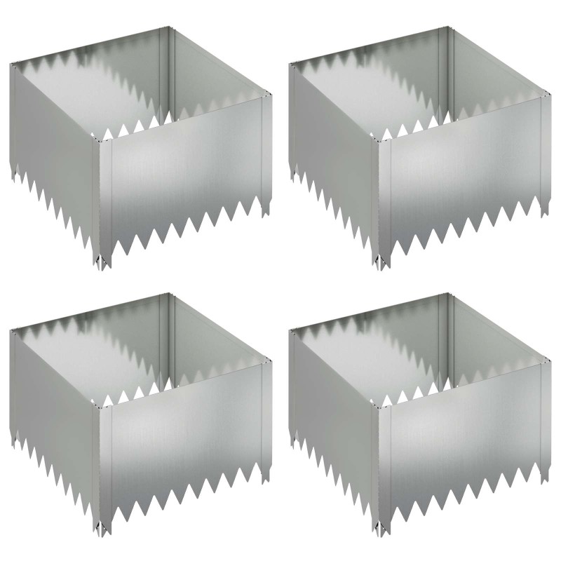 vidaXL Περίγραμμα γκαζόν 4 τμχ. 60 x 60 x 35 cm Ατσάλι Ασημί