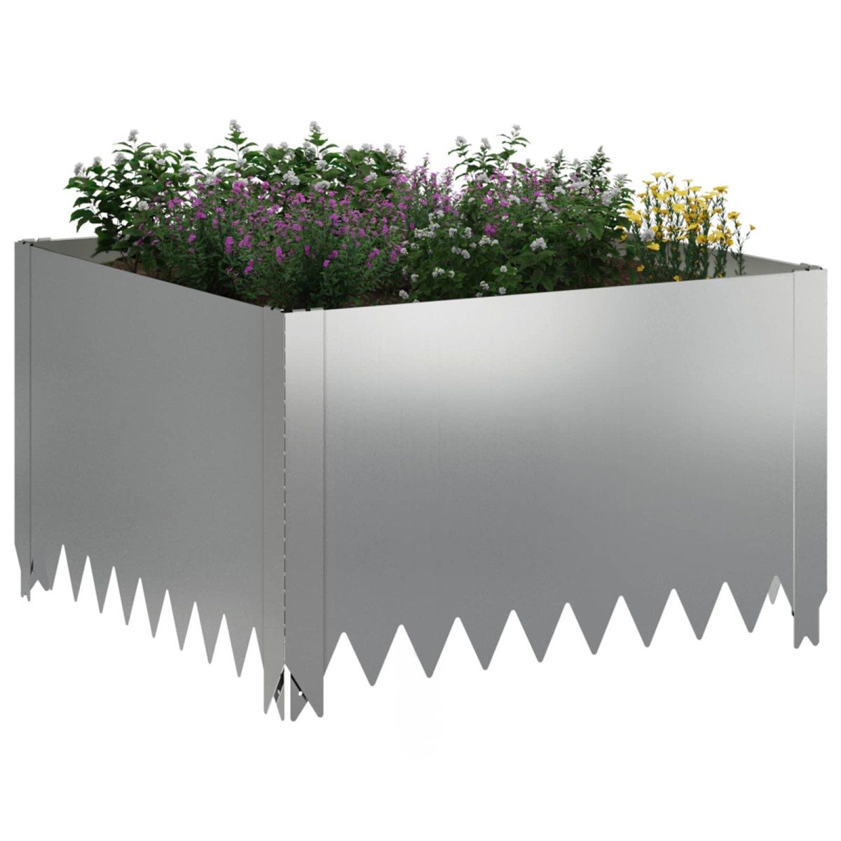 vidaXL Περίγραμμα γκαζόν 4 τμχ. 60 x 60 x 35 cm Ατσάλι Ασημί