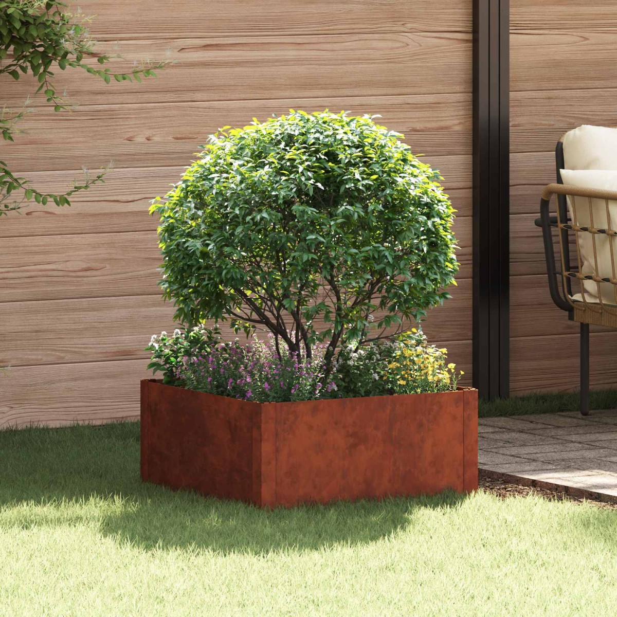 vidaXL Περίγραμμα γκαζόν 60 x 60 x 35 cm Ατσάλι Σκ rusty