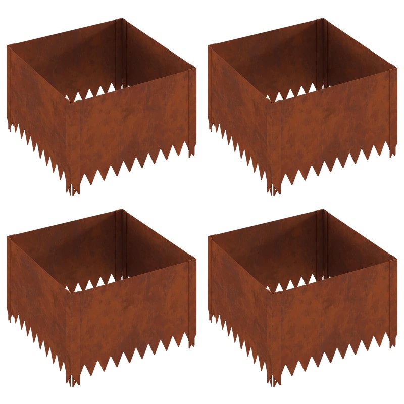 vidaXL Περίγραμμα γκαζόν 4 τμχ. 60 x 60 x 35 cm Ατσάλι Σκ rusty
