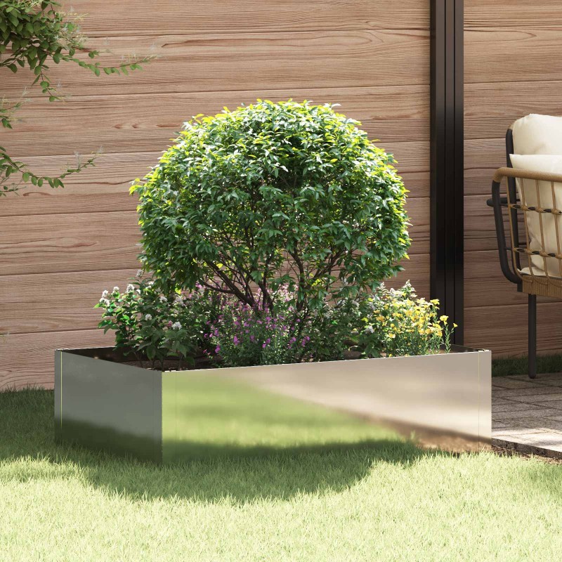 vidaXL Περίγραμμα γκαζόν 100 x 60 x 35 cm Ατσάλι Ασημί