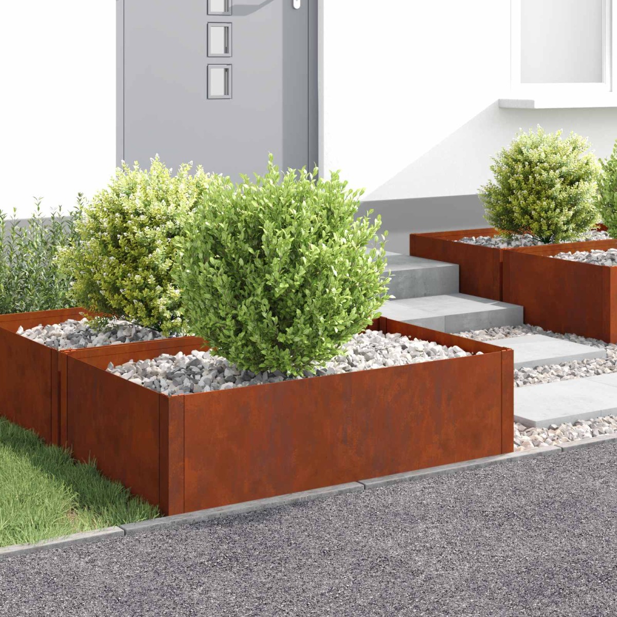 vidaXL Περίγραμμα γκαζόν 4 τμχ. 100 x 60 x 35 cm Ατσάλι Σκ rusty