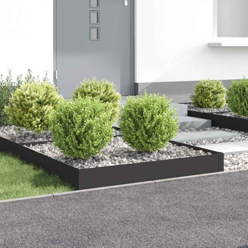 vidaXL Περίγραμμα γκαζόν 4 τμχ. 100 x 100 x 20 cm Ατσάλι Μαύρο