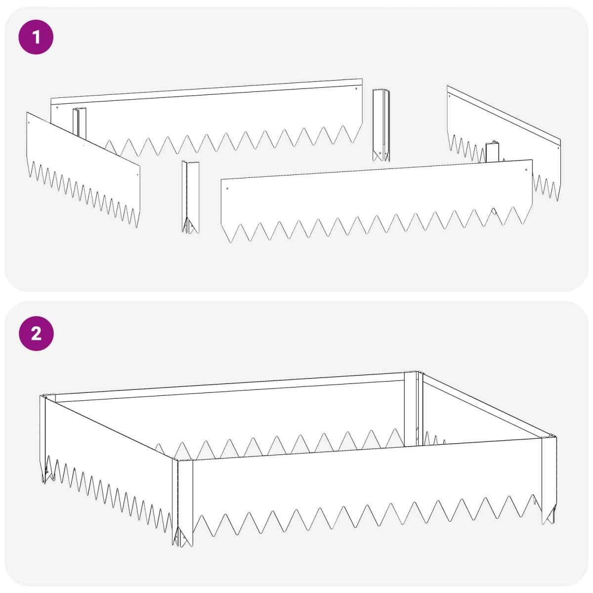 vidaXL Περίγραμμα γκαζόν 100 x 100 x 20 cm Ατσάλι Ασημί