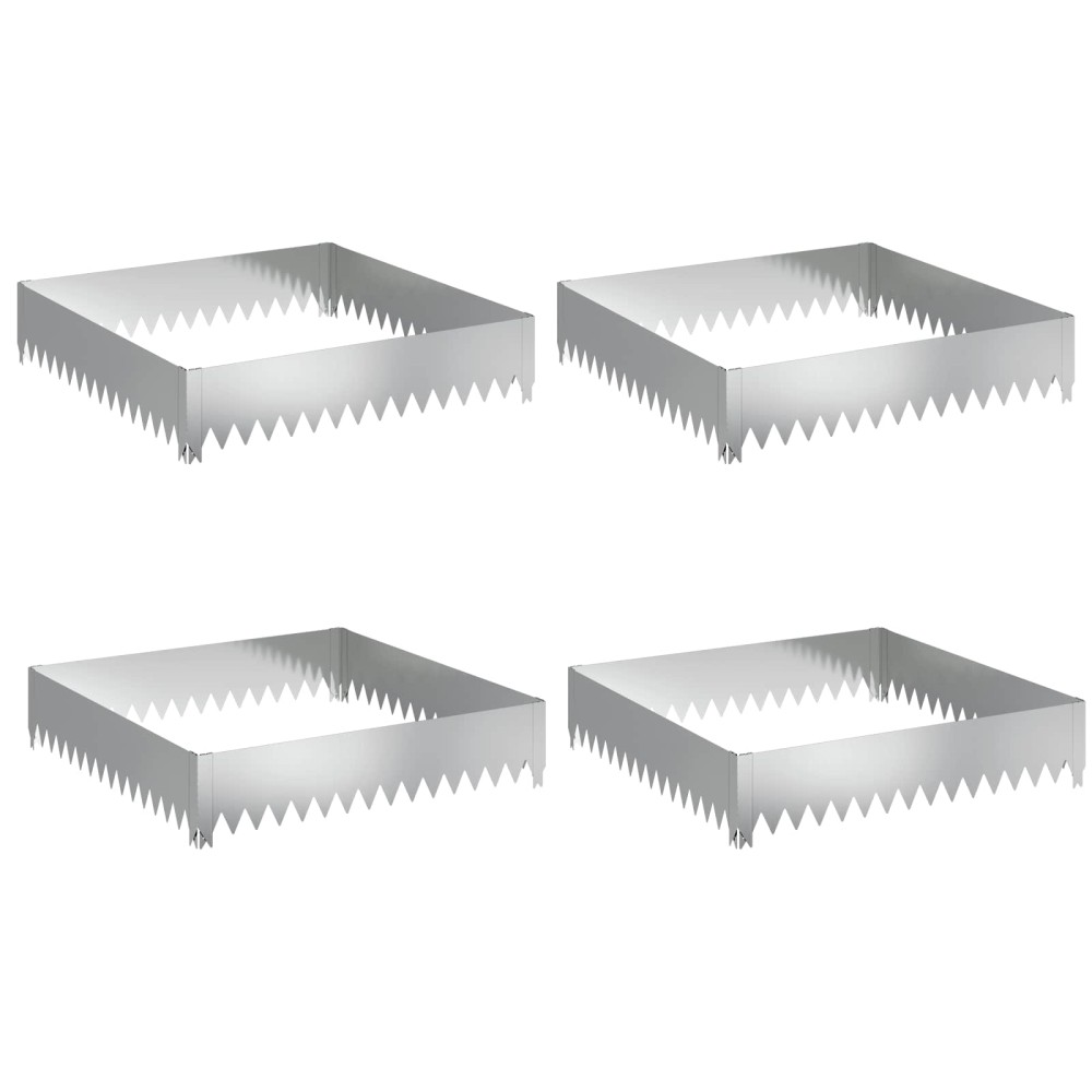 vidaXL Περίγραμμα γκαζόν 4 τμχ. 100 x 100 x 20 cm Ατσάλι Ασημί