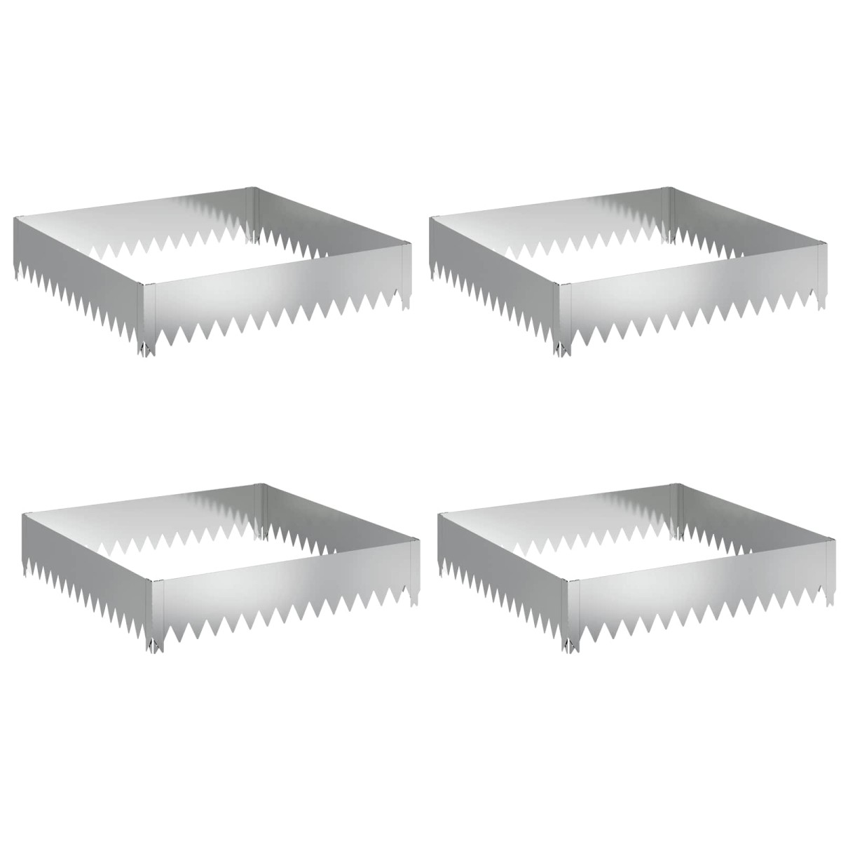 vidaXL Περίγραμμα γκαζόν 4 τμχ. 100 x 100 x 20 cm Ατσάλι Ασημί