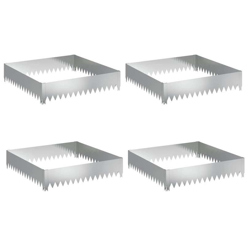 vidaXL Περίγραμμα γκαζόν 4 τμχ. 100 x 100 x 20 cm Ατσάλι Ασημί