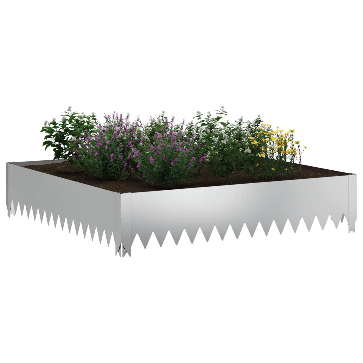 vidaXL Περίγραμμα γκαζόν 4 τμχ. 100 x 100 x 20 cm Ατσάλι Ασημί