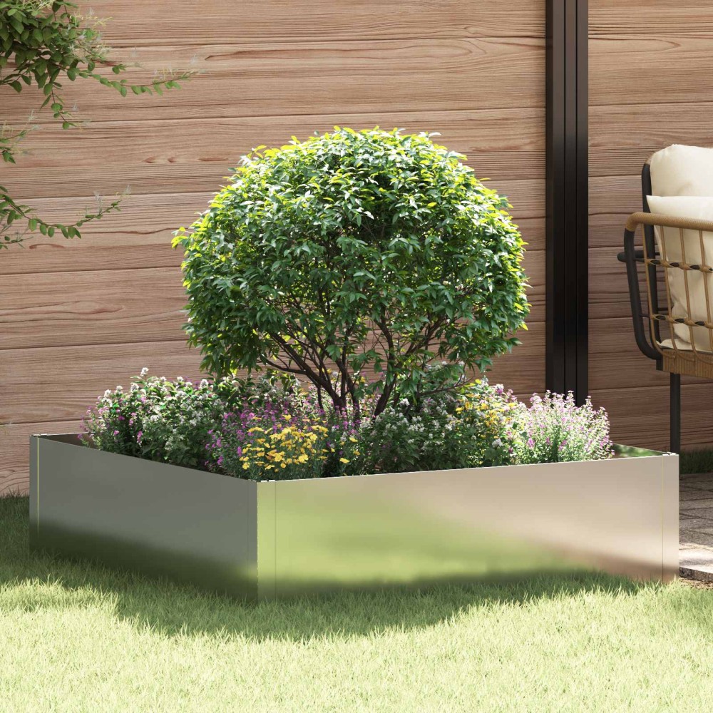 vidaXL Περίγραμμα γκαζόν 100 x 100 x 35 cm Ατσάλι Ασημί