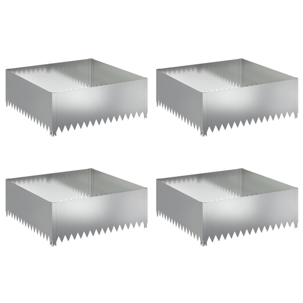 vidaXL Περίγραμμα γκαζόν 4 τμχ. 100 x 100 x 35 cm Ατσάλι Ασημί