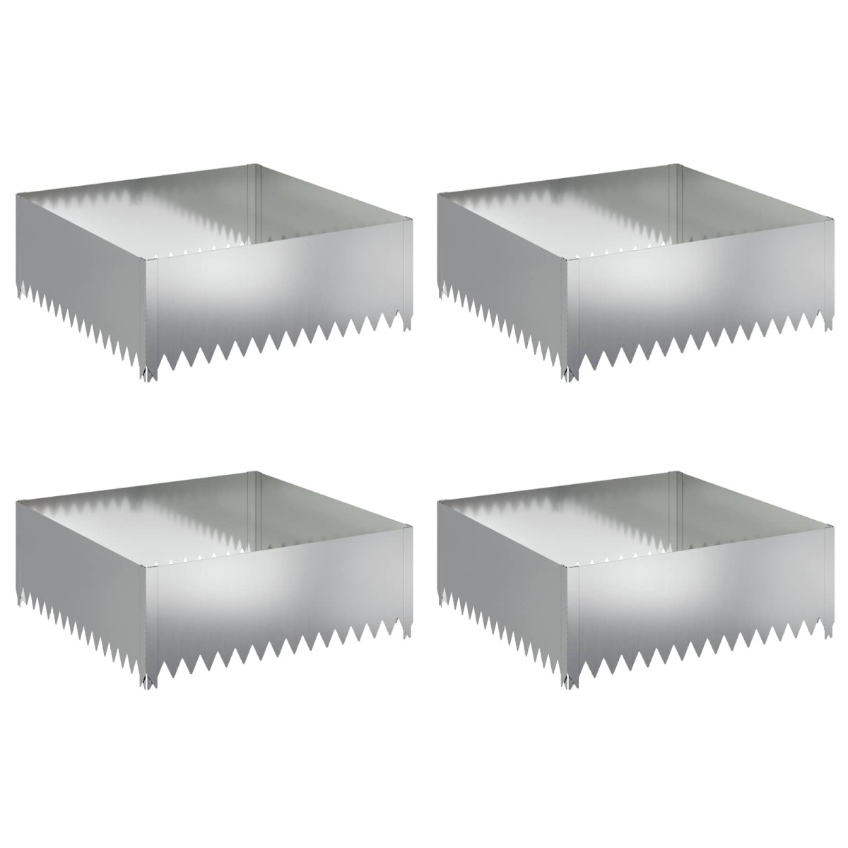 vidaXL Περίγραμμα γκαζόν 4 τμχ. 100 x 100 x 35 cm Ατσάλι Ασημί