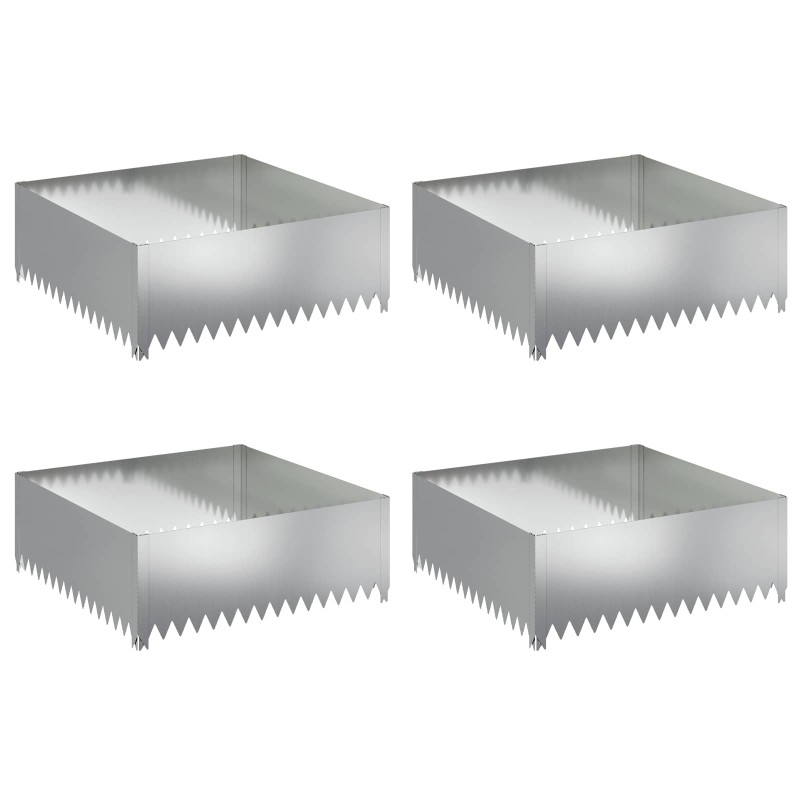 vidaXL Περίγραμμα γκαζόν 4 τμχ. 100 x 100 x 35 cm Ατσάλι Ασημί