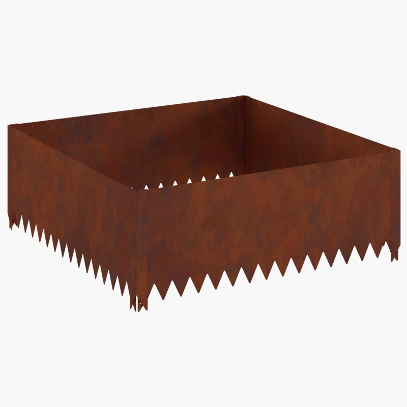vidaXL Περίγραμμα γκαζόν 100 x 100 x 35 cm Ατσάλι Σκ rusty