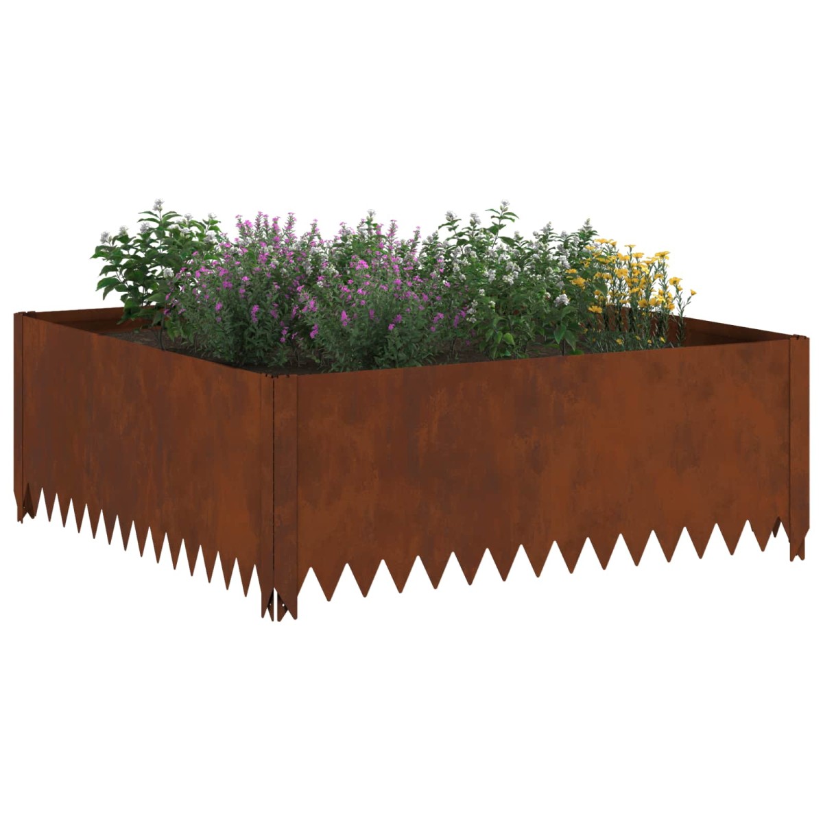 vidaXL Περίγραμμα γκαζόν 100 x 100 x 35 cm Ατσάλι Σκ rusty