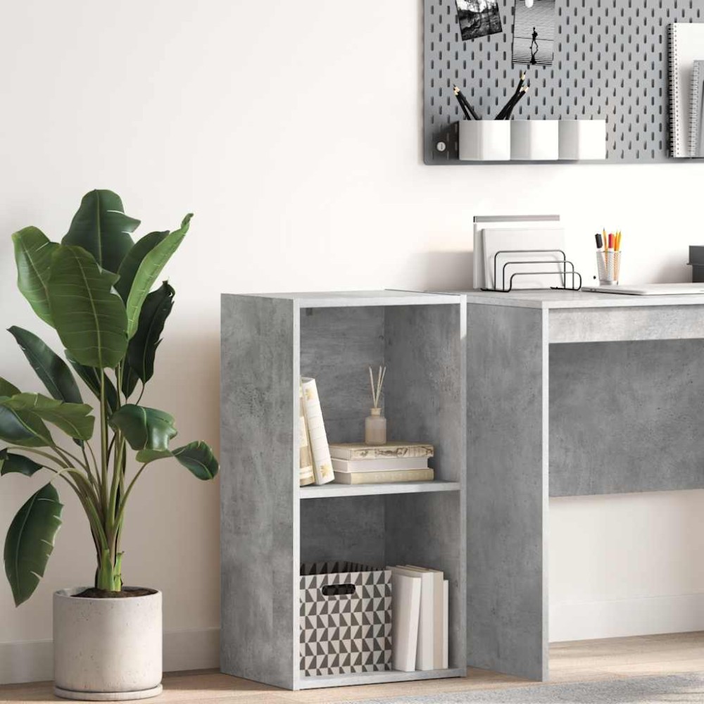 vidaXL Βιβλιοθήκη με 2 Ράφια Γκρι Σκυροδεμ. 40x30x76,5 εκ. Μοριοσανίδα