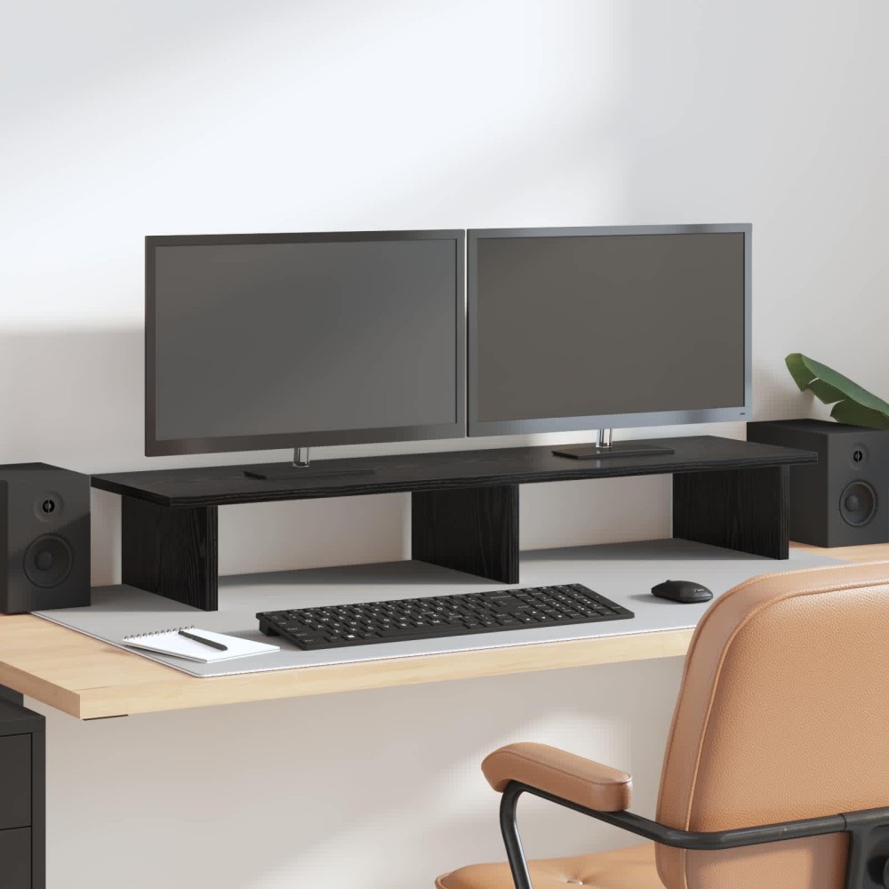 vidaXL Βάση Μόνιτορ Μαύρη Δρυς 100 x 27 x 15 cm Επεξεργασμένο Ξύλο
