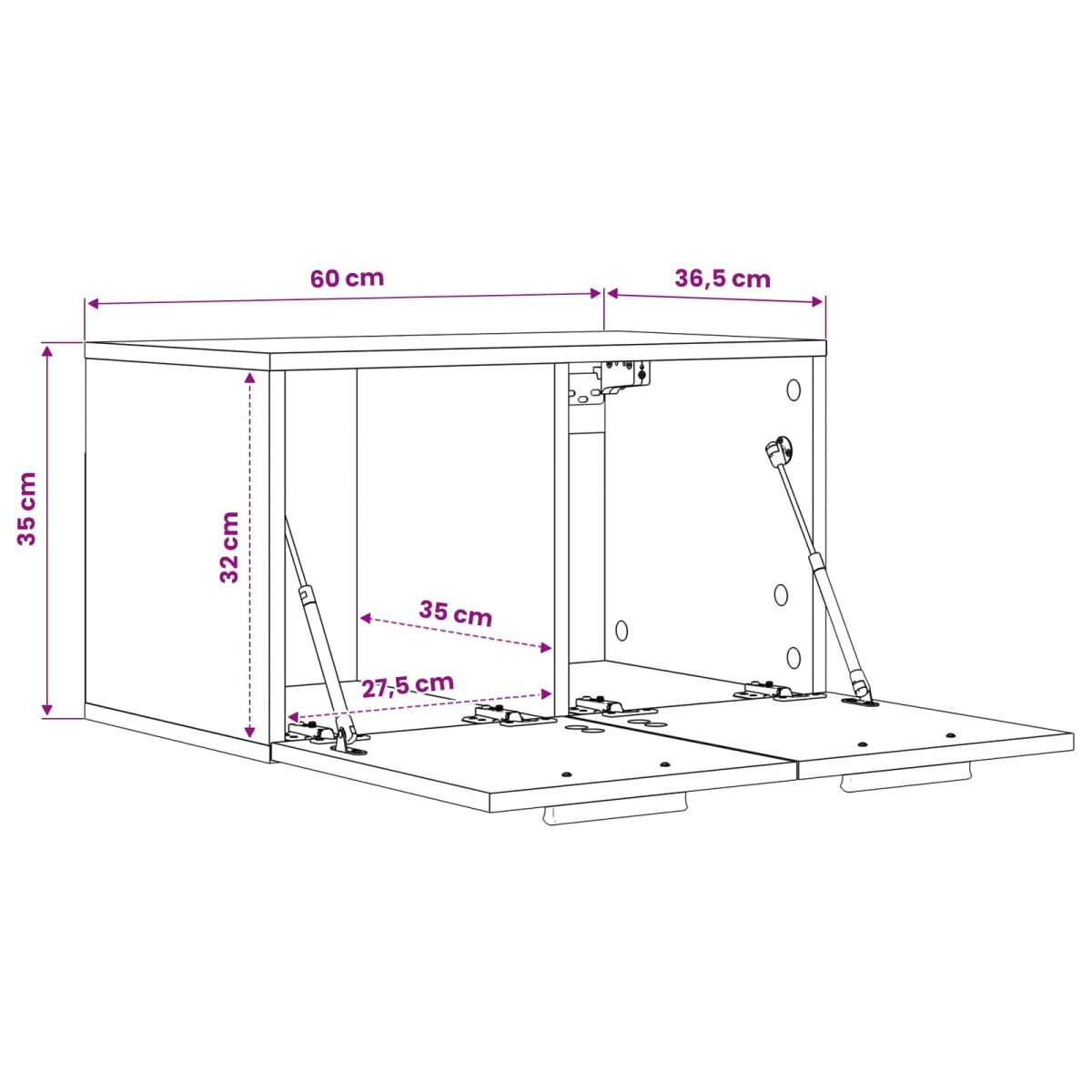 vidaXL Ντουλάπα Τοίχου Παλαιωμένο ξύλο 60 x 36,5 x 35 cm