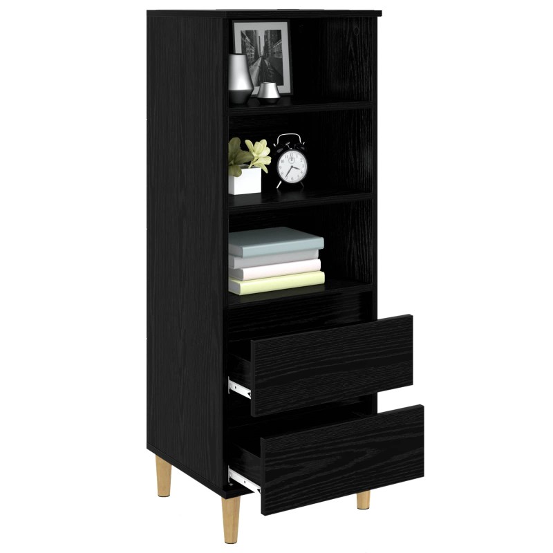 vidaXL Highboard Μαύρη Δρυς 40 x 36 x 110 εκ. Επεξεργασμένο Ξύλο