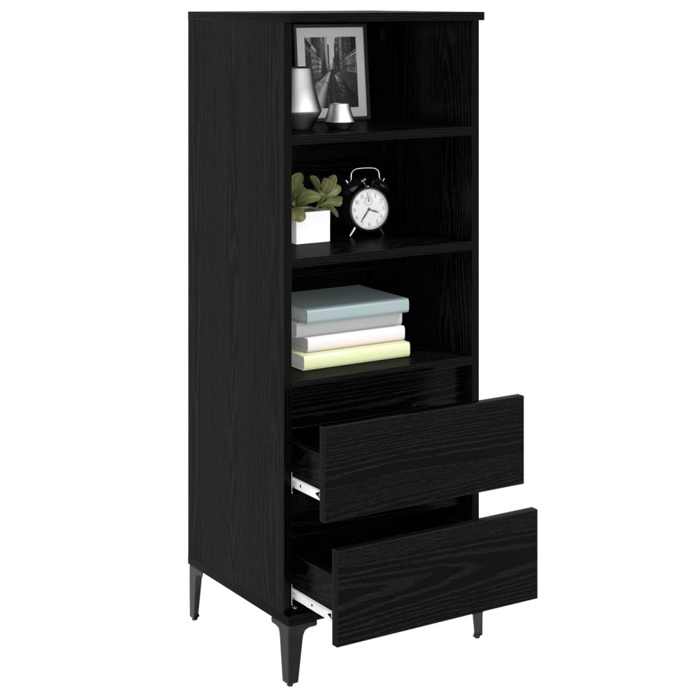 vidaXL Highboard Μαύρη Δρυς 40 x 36 x 110 εκ. Επεξεργασμένο Ξύλο
