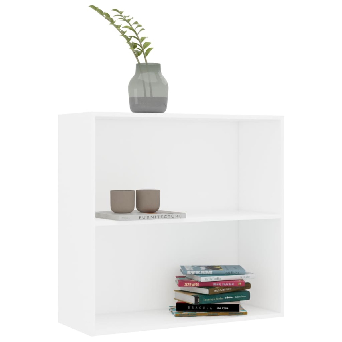 vidaXL Βιβλιοθήκη με 2 Ράφια Λευκή 80x30x76,5 εκ. από Επεξ. Ξύλο