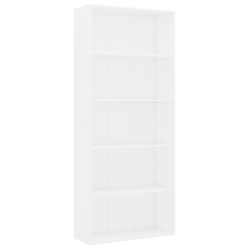 vidaXL Βιβλιοθήκη με 5 Ράφια Λευκή 80 x 30 x 189 εκ. Επεξ. Ξύλο