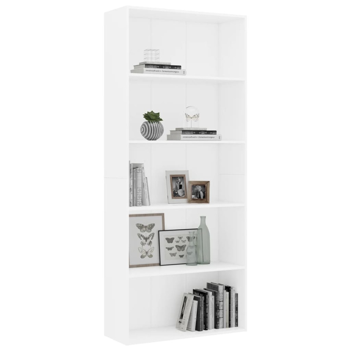 vidaXL Βιβλιοθήκη με 5 Ράφια Λευκή 80 x 30 x 189 εκ. Μοριοσανίδα