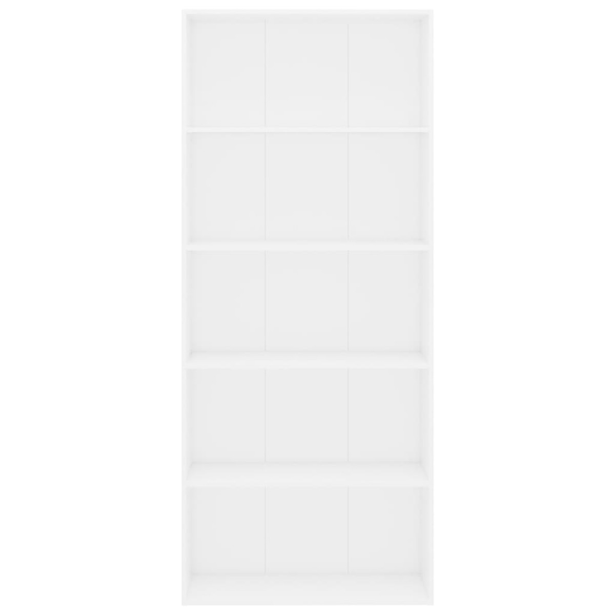 vidaXL Βιβλιοθήκη με 5 Ράφια Λευκή 80 x 30 x 189 εκ. Μοριοσανίδα