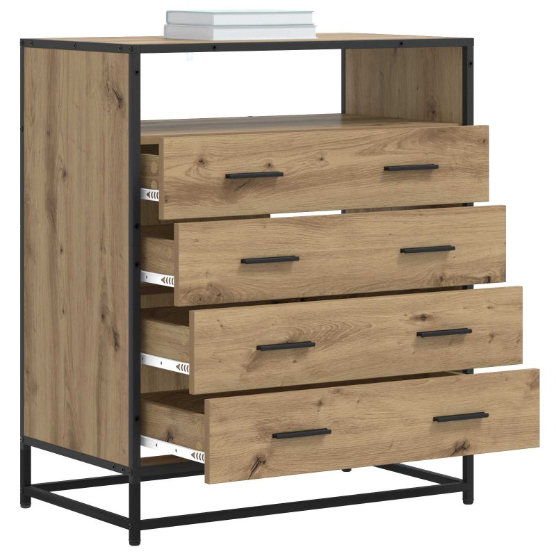 vidaXL Ντουλάπι με Συρτάρια 4-Συρτάρι Artisan δρυς 70 x 41 x 83,5 εκ.