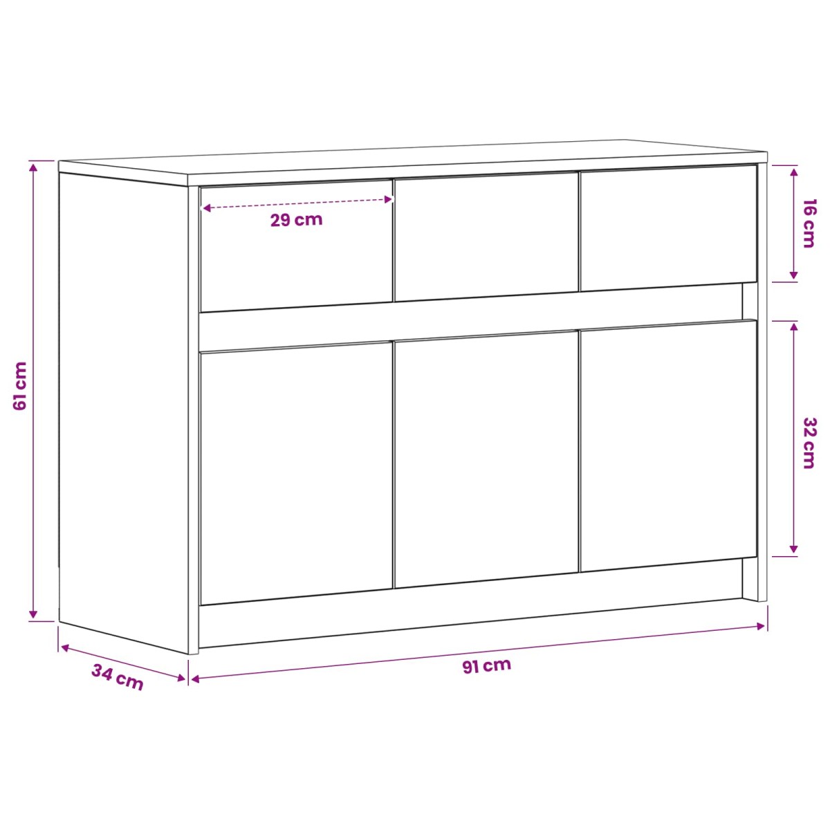 vidaXL Ντουλάπι TV 91 x 34 x 61 εκ. Μαύρη Δρυς Επεξεργασμένο Ξύλο