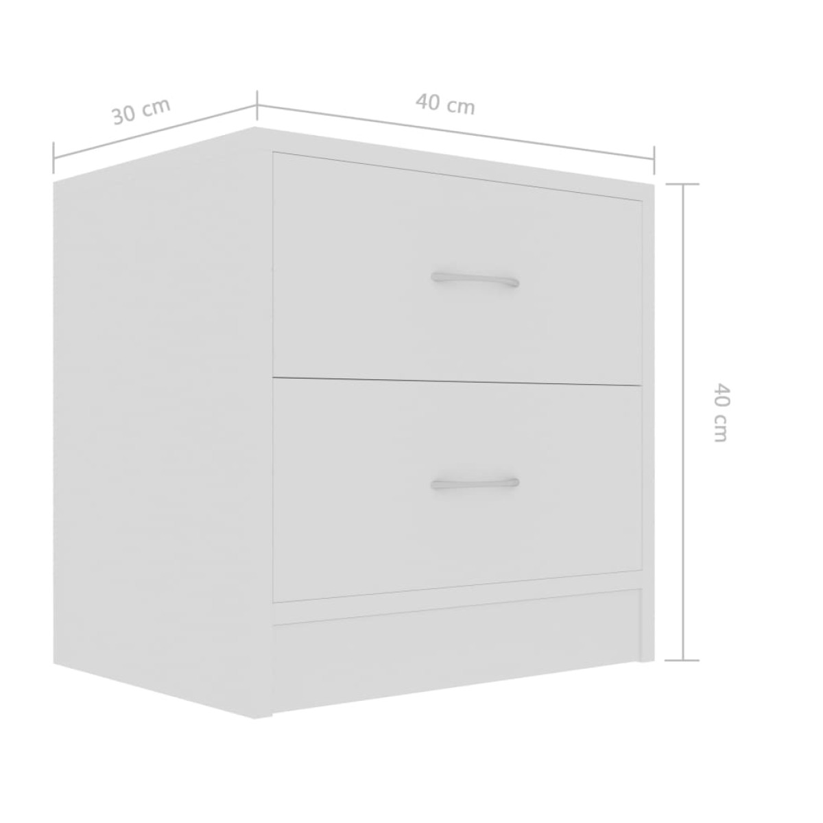 vidaXL Κομοδίνο Λευκό 40 x 30 x 40 εκ. από Μοριοσανίδα